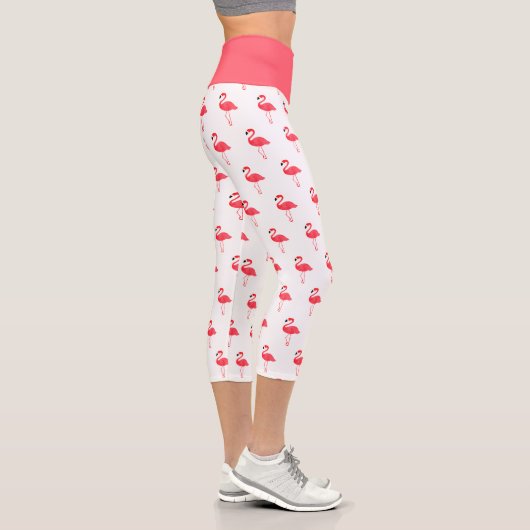 Leggings Capri Flamant rose rose illustré (Droite)