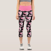 Leggings Capri Flamant rose rose pâtisserie moderne noir Capri Le (Recto)