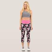 Leggings Capri Flamant rose rose pâtisserie moderne noir Capri Le (Recto)