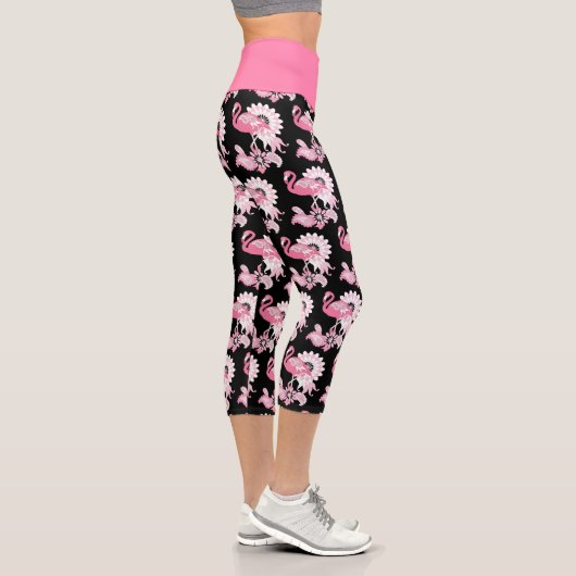 Leggings Capri Flamant rose rose pâtisserie moderne noir Capri Le (Droite)