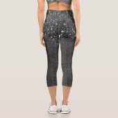 Leggings Capri Flamme blanc noir scintille bois rustique Monogram (Verso)