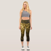 Leggings Capri Flamme de parties scintillant jaune foncé (Recto)