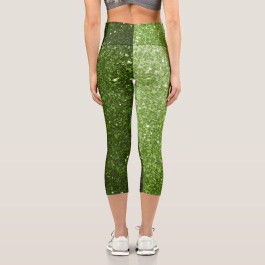 Leggings Capri Flamme de parties scintillant vert clair (Verso)