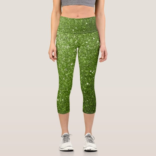 Leggings Capri Flamme de parties scintillant vert clair (Recto)
