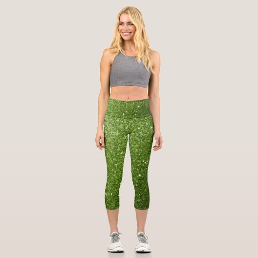 Leggings Capri Flamme de parties scintillant vert clair (Recto)
