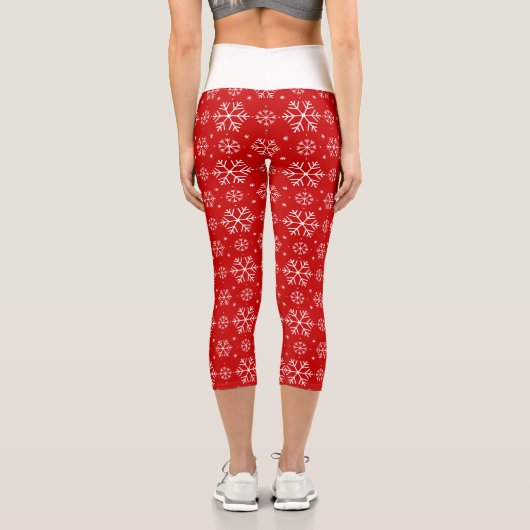 Leggings Capri Flammes de neige blanches sur Noël Arrière - plan (Verso)