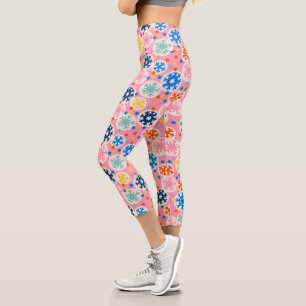 Leggings Capri Flammes de neige colorées sur Motif de vacances ro
