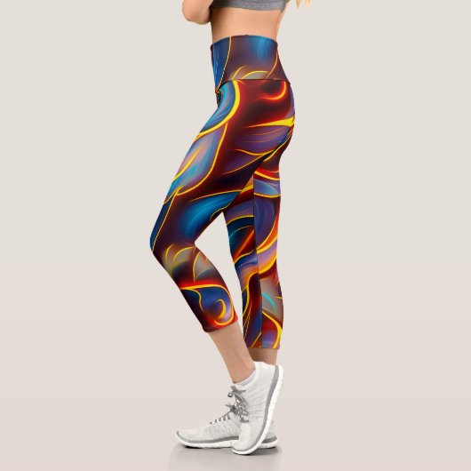Leggings Capri Flammes rouges bleues Abstraites (Gauche)