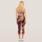 Leggings Capri Flammes rouges bleues Abstraites (Verso)