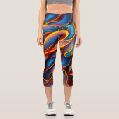 Leggings Capri Flammes rouges bleues Abstraites (Recto)