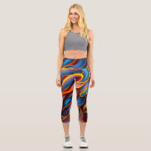 Leggings Capri Flammes rouges bleues Abstraites (Recto)