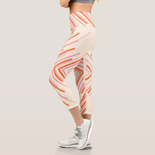 Leggings Capri Flèches en rose, orange et crème