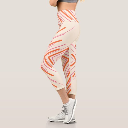 Leggings Capri Flèches en rose, orange et crème (Gauche)