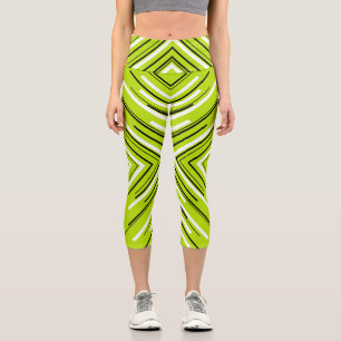 Leggings Capri Flèches en vert citron, noir et blanc