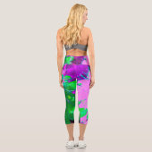 Leggings Capri Fleur Abstraite de Magenta et de Lime (Verso)
