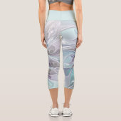 Leggings Capri Fleur Abstraite Fractale Moderne Avec Bleu (Verso)