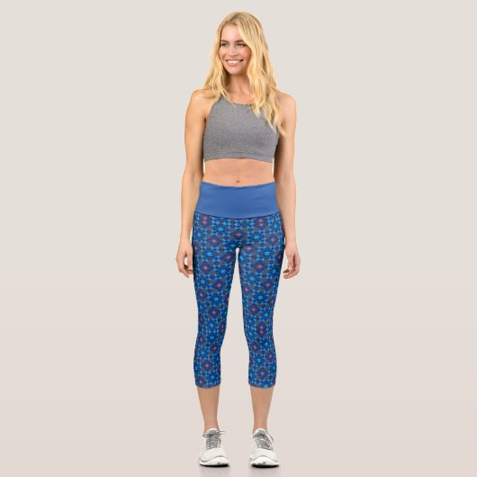Leggings Capri Fleur Baroque Ligne Bleue (Recto)
