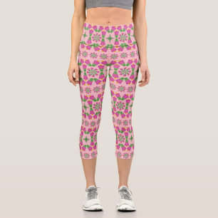 Leggings Capri Fleur Bell rétro Mandalas Pink Capris