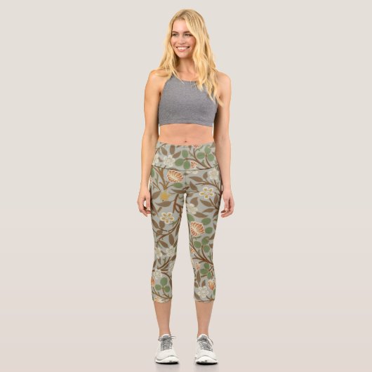 Leggings Capri Fleur botanique de trèfle William Morris (Recto)