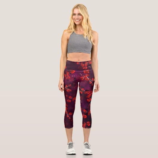 Leggings Capri Fleur cerise 3 (Recto)