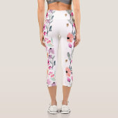 Leggings Capri Fleur d'aquarelle en fleurs douces Motif Pastel (Verso)