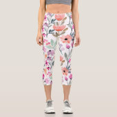 Leggings Capri Fleur d'aquarelle en fleurs douces Motif Pastel (Recto)