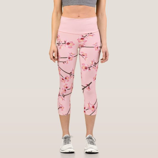Leggings Capri Fleur de cerise (Recto)
