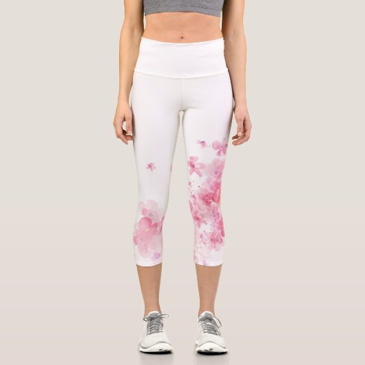 Leggings Capri Fleur de cerisier rose (Recto)