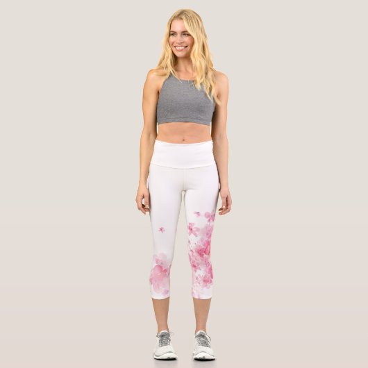 Leggings Capri Fleur de cerisier rose (Recto)