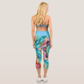Leggings Capri Fleur de Mandala bleu rose et vert (Verso)