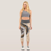 Leggings Capri Fleur de Mandala rétro Brown et Tan (Recto)