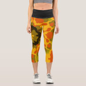 Leggings Capri Fleur de Mandala rétro jaune et orange (Recto)