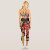 Leggings Capri Fleur de Mandala Retro rouge et Brown (Verso)