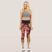 Leggings Capri Fleur de Mandala Retro rouge et Brown (Recto)