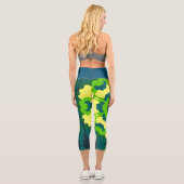 Leggings Capri Fleur de Mandala vert jaune et bleu (Verso)
