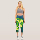 Leggings Capri Fleur de Mandala vert jaune et bleu (Recto)