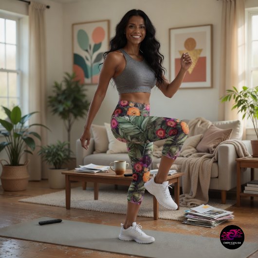Leggings Capri Fleur de Prairie Rose Insulaire
