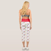 Leggings Capri Fleur de printemps Tulipe rouge Daffodil Lilas  (Verso)