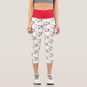 Leggings Capri Fleur de printemps Tulipe rouge Daffodil Lilas  (Recto)