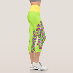 Leggings Capri Fleur de Vie - Ornements de Fleurs Vintage 2