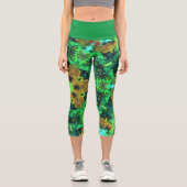 Leggings Capri Fleur d'hippie psychédélique orange et jambe verte (Recto)