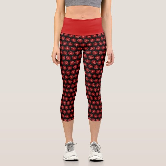 Leggings Capri Fleur Mandala Dot Rouge (Recto)