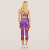 Leggings Capri Fleur Mandala rétro violet et rouge (Verso)