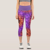 Leggings Capri Fleur Mandala rétro violet et rouge (Recto)