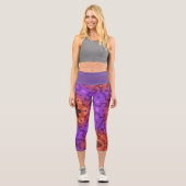 Leggings Capri Fleur Mandala rétro violet et rouge (Recto)
