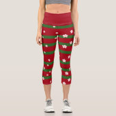 Leggings Capri Fleur mignonne de marguerite Joyeuse fête de Noël (Recto)