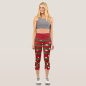 Leggings Capri Fleur mignonne de marguerite Joyeuse fête de Noël (Recto)
