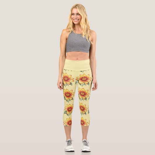 Leggings Capri Fleur orange (Recto)