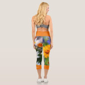 Leggings Capri Fleur orange Nom personnalisé (Verso)