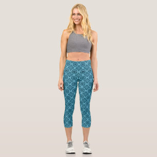 Leggings Capri Fleur ornement baroque bleu clair 21102020